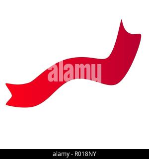 Bright red simple ribbon isolated by white background. Stock Vector