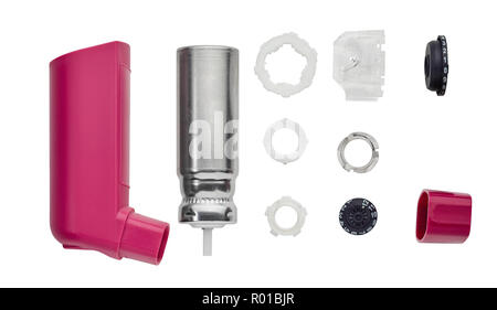 Muave Inhaler Mauve asthma inhaler taken apart Stock Photo - Alamy