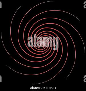 Abstract red spiral icon on black background - Vector Stock Vector
