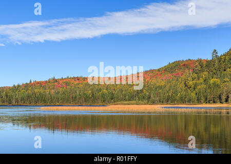 Lac aux Rats in autumn, autumn colouring, water reflection, Mont Tremblant National Park, Québec Province, Canada Stock Photo