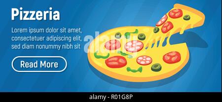 Pizzeria concept banner, isometric style Stock Vector