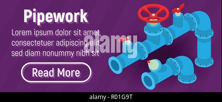 Pipework concept banner, comics isometric style Stock Vector