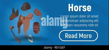 Horse concept banner, isometric style Stock Vector