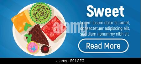 Sweet concept banner, isometric style Stock Vector