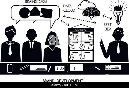 Brand development concept background, simple style Stock Vector