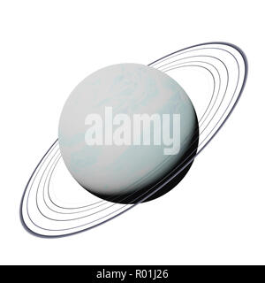 planet Uranus isolated on white background, part of the solar system Stock Photo