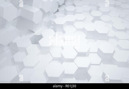 3d rendering, White hexagonal background Stock Photo
