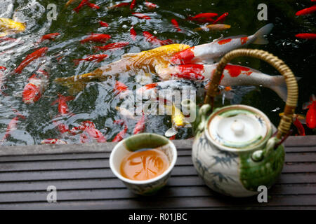 Tea set the goldfish Stock Photo