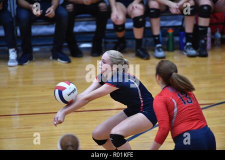 Player accepting and returning an opposing serve. USA. Stock Photo