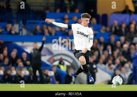 Mason Mount of Derby County during the EFL Carabao Cup Round of 16 match between Chelsea and Derby County at Stamford Bridge, London, England on 31 October 2018. Photo by Carlton Myrie.  Editorial use only, license required for commercial use. No use in betting, games or a single club/league/player publications. Stock Photo