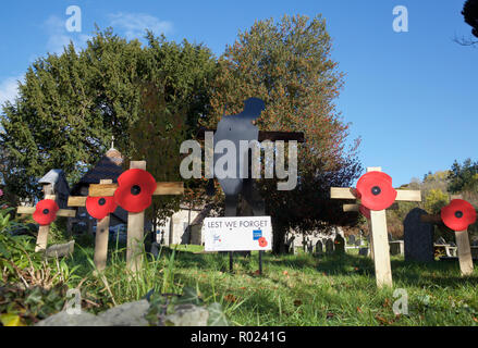 Norton,UK,1ST November 2018, Preparations for Remembrance Sunday with a Poppy display in the Parish Church of St Andrew, Norton,Powys,Wales. This year celebrates 100 years since the First World War.Credit: Keith Larby/Alamy Live News Stock Photo