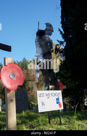 Norton,UK,1ST November 2018, Preparations for Remembrance Sunday with a Poppy display in the Parish Church of St Andrew, Norton,Powys,Wales. This year celebrates 100 years since the First World War.Credit: Keith Larby/Alamy Live News Stock Photo