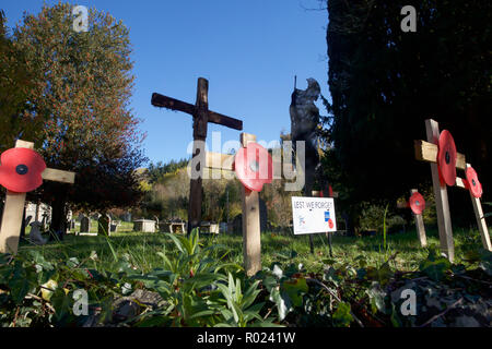 Norton,UK,1ST November 2018, Preparations for Remembrance Sunday with a Poppy display in the Parish Church of St Andrew, Norton,Powys,Wales. This year celebrates 100 years since the First World War.Credit: Keith Larby/Alamy Live News Stock Photo