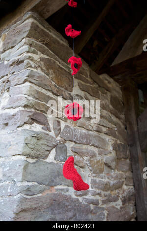 Norton,UK,1ST November 2018, Preparations for Remembrance Sunday with a Poppy display in the Parish Church of St Andrew, Norton,Powys,Wales. This year celebrates 100 years since the First World War.Credit: Keith Larby/Alamy Live News Stock Photo