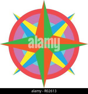 Colorful Wind Rose Vector Icon logo template Stock Vector