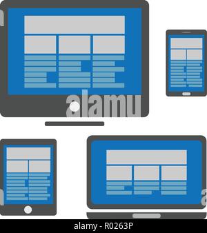 Computer monitor, smartphone, laptop and tablet conceptual vector Stock Vector