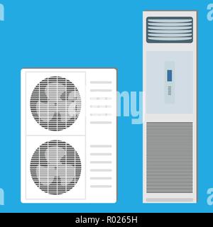 Air conditioner system: indoor unit and two outdoor units Stock Vector