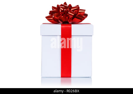Christmas birthday gift present wedding white box isolated on a white background Stock Photo