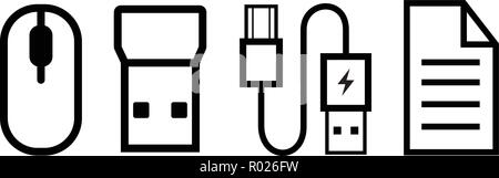 The components of a USB mouse box Stock Vector