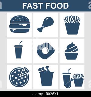 Background with icons of fast food menu Stock Vector