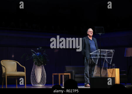 TORONTO, CANADA - APRIL 9, 2018: Comedy Icon John Cleese speaks at Roy Thompson Hall. Stock Photo