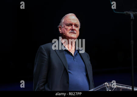 TORONTO, CANADA - APRIL 9, 2018: Comedy Icon John Cleese speaks at Roy Thompson Hall. Stock Photo