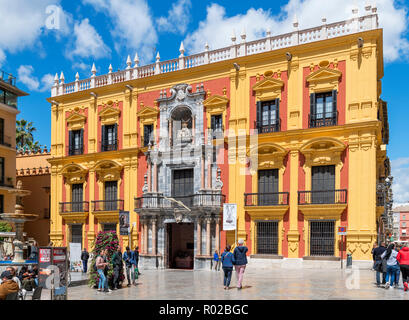 The Palacio Episcopal (Bishop's Palace), which houses a small museum, Plaza del Obispo, Old Town, Malaga, Costa del Sol, Andalucia, Spain Stock Photo