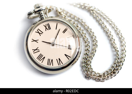 Retro styled pocket watch on the white background Stock Photo
