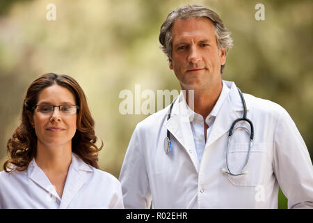 Portrait of male and female doctor. Stock Photo