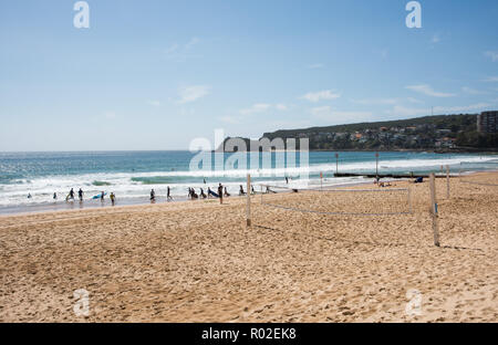 Manly, New South Wales, ​Australia-December 21,2016: People enjoying recreation at Manly Beach with the Pacific Ocean waves in Manly, Australia Stock Photo