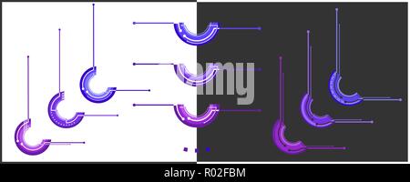 Decorative corners and text dividers pack. Retro design collection from seventies in shades of purple and violet for menu, decorating text and images, Stock Vector