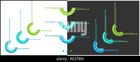 Decorative corners and text dividers pack. Retro design collection from seventies in shades of green and blue for menu, decorating text and images, we Stock Vector
