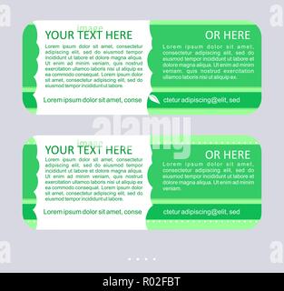Set of colorful banner. Simple, abstract flat geometric design in green colors for stickers, web page ad, tickets, labels, coupons, flyers etc. In EPS Stock Vector