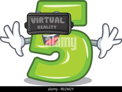 Virtual reality number five isolated on the mascot Stock Vector
