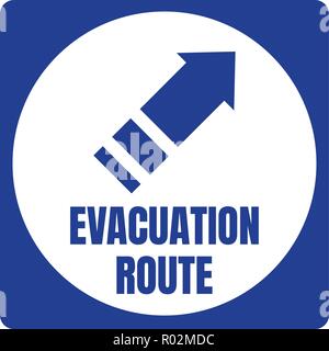 Hurricane Evacuation Route Road Sign Blue Square White Circle Stock Vector
