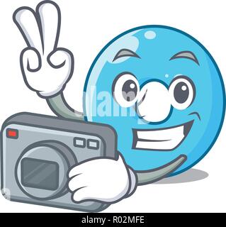 Photographer cartoon the number zero color blue Stock Vector