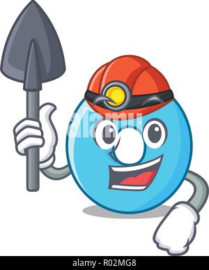 Miner cartoon the number zero color blue Stock Vector