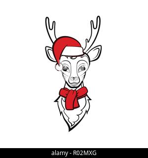 Head of a reindeer. Vector illustration. Christmas animals. Stock Vector