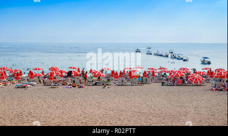 Fethiye, Mugla/Turkey - August 19 2018: People enjoying seaside in Oludeniz beach Stock Photo