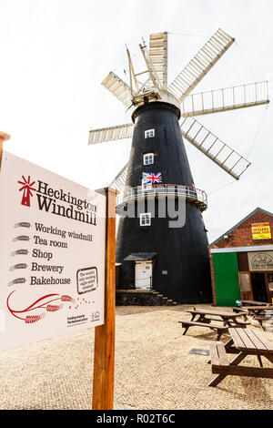 Heckington Windmill Lincolnshire UK England, Heckington Windmill, Windmill, Windmills, windmill Heckington, Heckington village windmill, sign, UK Stock Photo