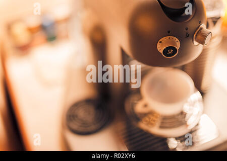 Coffee machine background. Morning coffee, ideas abstract coffee concept Stock Photo