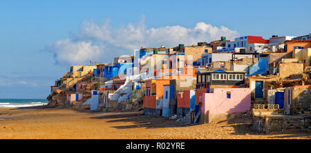 Moroccan Atlantic ocean fishing village of Tifnit, south of Agadir, Souss-Massa, Morocco, North West Africa. Stock Photo