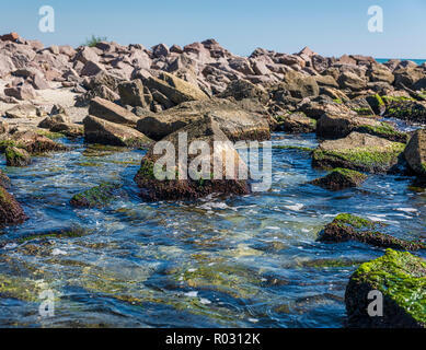 view of the sea with rocks in the summer, Ukraine village of Iron Port Stock Photo