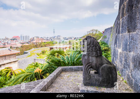 Okinawa / Japan - October 9, 2018: Shurijo Castle served as the proud and dignified center of Ryukyu Kingdom and its politics, foreign affairs and cul Stock Photo