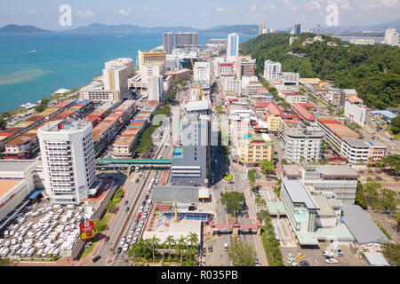 Kota Kinabalu Sabah Malaysia - Oct 16, 2018 : Partial view of Kota Kinabalu city . Kota Kinabalu is a capital city of Sabah state located at north Bor Stock Photo