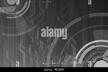 Vector abstract technological black and white circuit background design Stock Vector