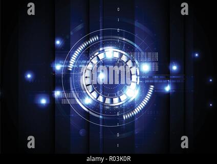 Technological abstract illuminated digital interface background design Stock Vector