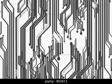 Technological abstract black circuit vector background design Stock Vector