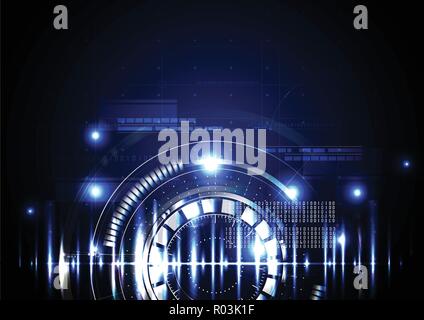 Technological abstract illuminated digital hud background design Stock Vector