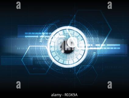 Abstract technological eye scanning hud security vector background design Stock Vector